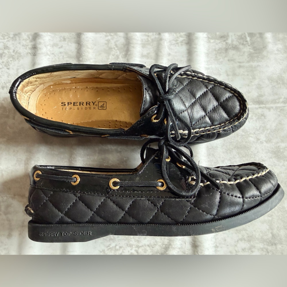 Sperry Men's Black Quilted Boat Shoes SIZE 6